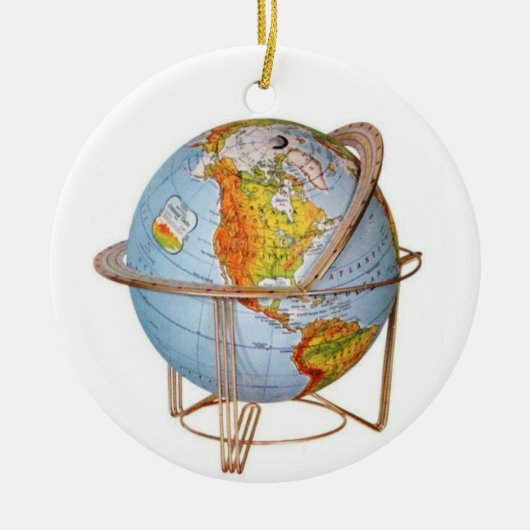 USA Globe Keramik Ornament (Vorne)