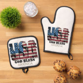 USA God Bless America Ofenhandschuh & Topflappen-Set (Oben Unten)