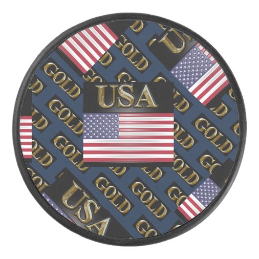 USA GOLD EISHOCKEY PUCK (Vorderseite)