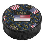 USA GOLD EISHOCKEY PUCK (3/4)