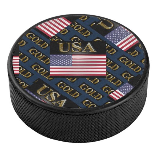 USA GOLD EISHOCKEY PUCK (3/4)