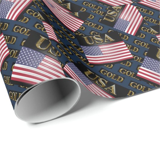 USA GOLD GESCHENKPAPIER (Rolleneckpunkt)