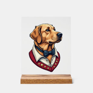 USA Golden Retriever Vintage Patriotisches Hundesh Acrylschild