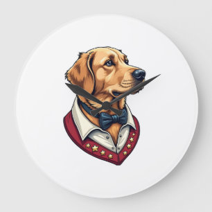USA Golden Retriever Vintage Patriotisches Hundesh Große Wanduhr