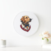 USA Golden Retriever Vintage Patriotisches Hundesh Große Wanduhr (Zuhause)