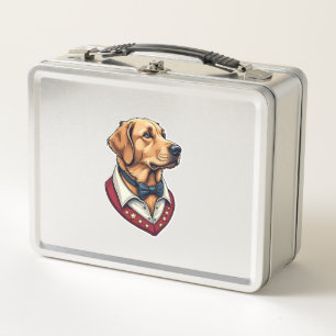 USA Golden Retriever Vintage Patriotisches Hundesh Metall Brotdose