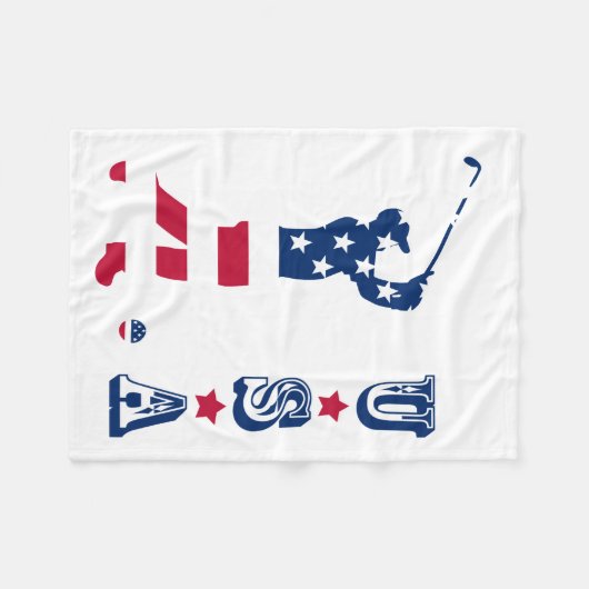 USA golf America flagge golfer Fleecedecke (Vorderseite (Horizontal))