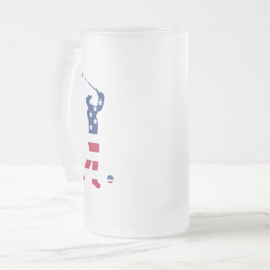 USA golf America flagge golfer Mattglas Bierglas (Vorderseite Links)