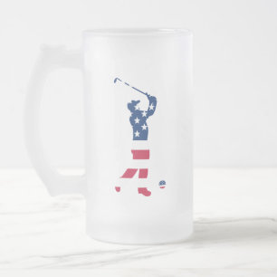 USA golf America flagge golfer Mattglas Bierglas