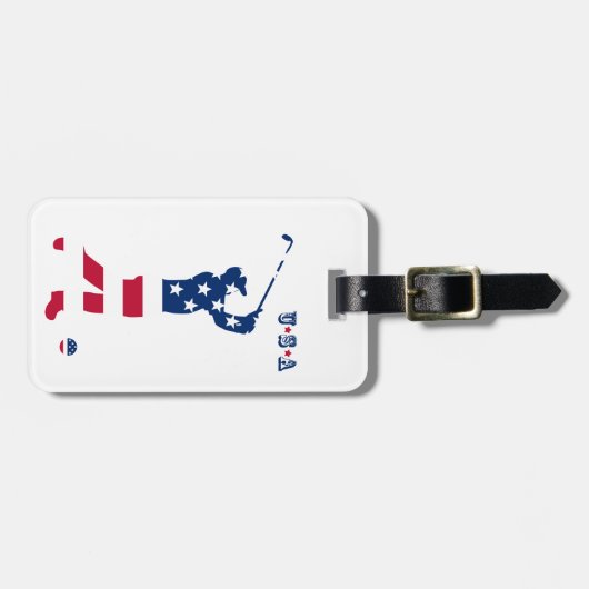 USA Golf American Flag Golfer Gepäckanhänger (Vorderseite horizontal)