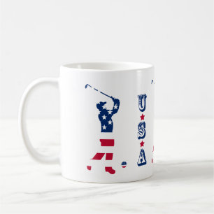 USA Golf American Flag Golfer Kaffeetasse