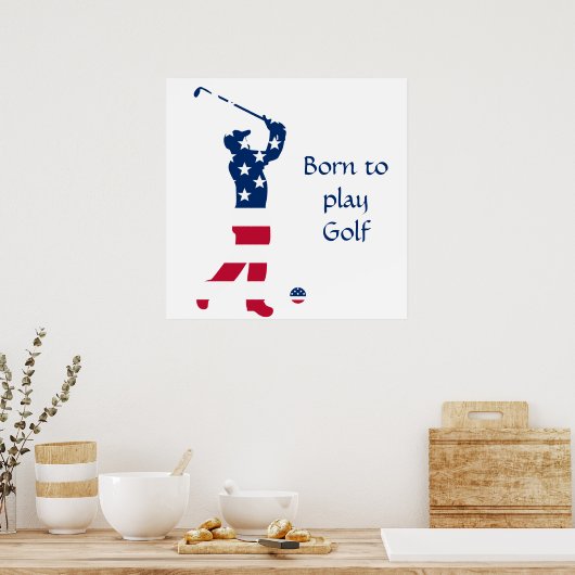 USA Golf American Flag Golfer Poster (Küche)