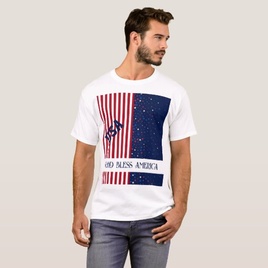 USA Gott segne Amerika Patriotischer 4. Juli Männe T-Shirt (Vorne ganz)