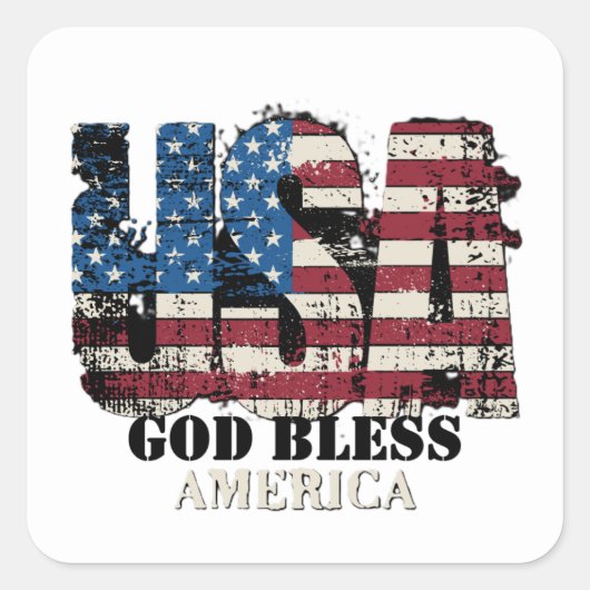 USA Gott segne Amerika Quadratischer Aufkleber (Vorderseite)