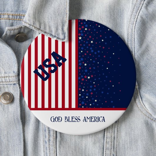 USA Gott segne Amerika Star Patriotic 4. Juli Button (Beispiel)