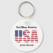 USA Gott segne Amerika zweiseitiges Rundaluminium Schlüsselanhänger (Vorderseite)
