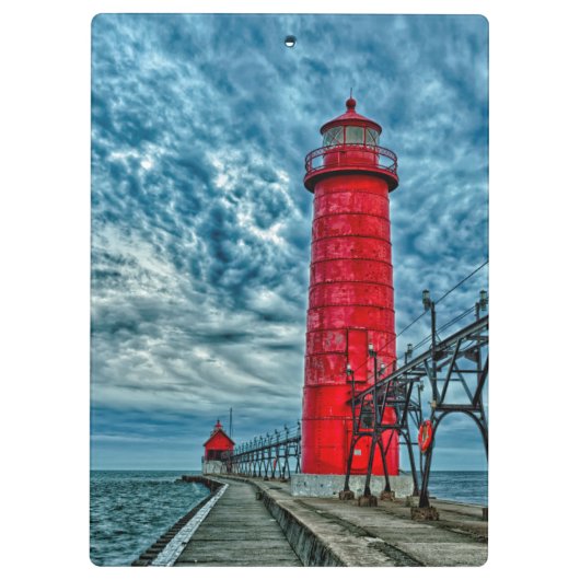 USA, Grand Haven, Michigan, Leuchtturm Klemmbrett (Rückseite)