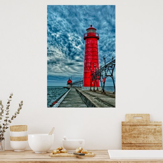 USA, Grand Haven, Michigan, Leuchtturm Poster (Küche)