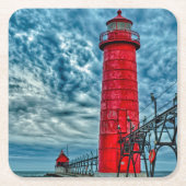USA, Grand Haven, Michigan, Leuchtturm Rechteckiger Pappuntersetzer (Vorderseite)