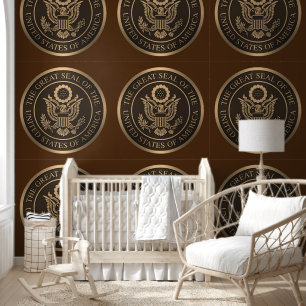 USA Großes Siegel Bronze auf Braun Designer Tapete