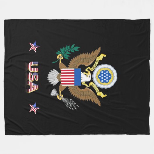 USA Großes Siegel Fleecedecke (Vorderseite (Horizontal))