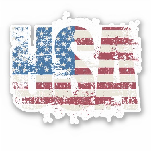 USA Grunge Text Design mit Flagge Aufkleber (Vorderseite)