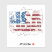 USA Grunge Text Design mit Flagge Aufkleber (Blatt)