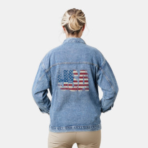 USA Grunge Text Design mit Flagge Jeansjacke