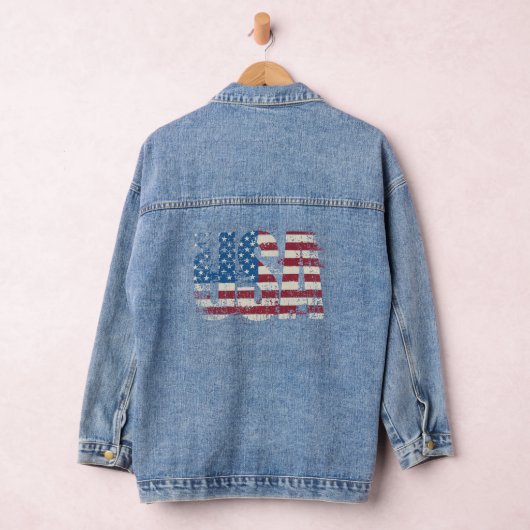 USA Grunge Text Design mit Flagge Jeansjacke (Hangar)