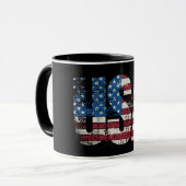 USA Grunge Text Design mit Flagge Tasse (Vorderseite Links)