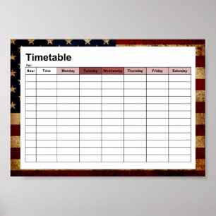 USA / Grunged Flag Zeitplan Poster