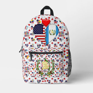 USA Guatemala Herz Flaggen Hispanic Heritage Bedruckter Rucksack