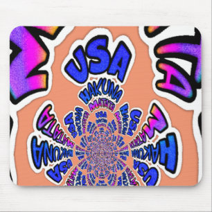 USA Hakuna Matata Blaue Textgrafik Geschenke Kunst Mousepad