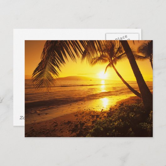 USA, Hawaii, Maui, farbenfroher Sonnenuntergang in Postkarte (Vorne/Hinten)