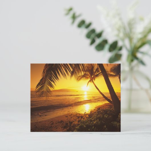 USA, Hawaii, Maui, farbenfroher Sonnenuntergang in Postkarte (Stehend Vorderseite)