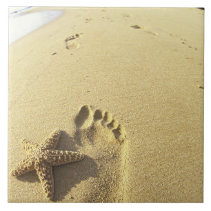 USA, Hawaii, Maui, Makena Beach, Footprint und Fliese