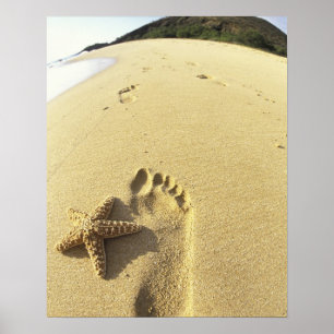 USA, Hawaii, Maui, Makena Beach, Footprint und Poster