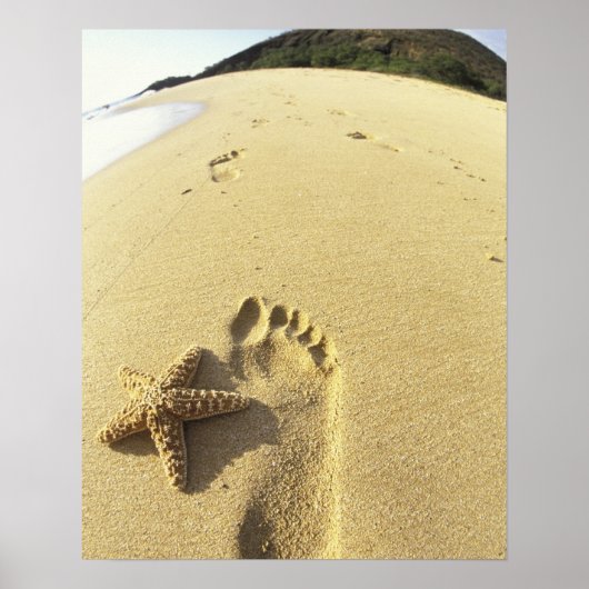 USA, Hawaii, Maui, Makena Beach, Footprint und Poster (Vorne)