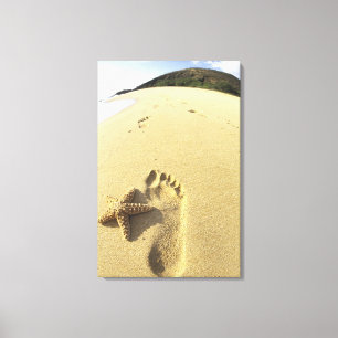 USA, Hawaii, Maui, Makena Beach, Fußabdruck und Leinwanddruck