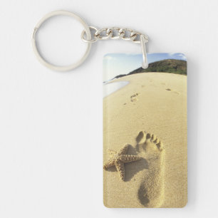 USA, Hawaii, Maui, Makena Beach, Fußabdruck und Schlüsselanhänger