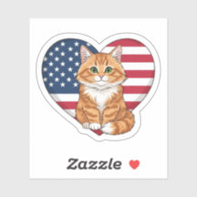 USA Heart Cat - Patriotic Cat
