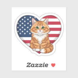 USA Heart Cat - Patriotic Cat Aufkleber