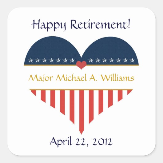 USA Heart Flag Happy Retirement Stickers (Vorderseite)