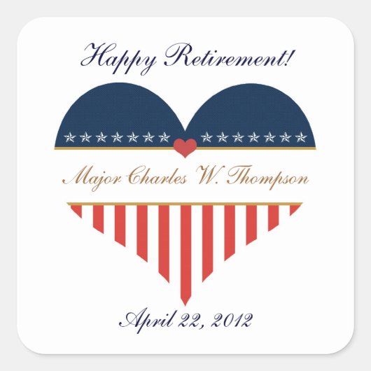 USA Heart Flag Happy Retirement Stickers (Vorderseite)