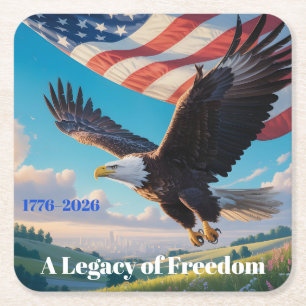 USA Heritage Adler & Flagge 250 Jahre Jubiläum Rechteckiger Pappuntersetzer