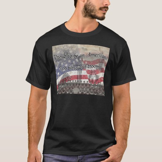 USA Heros God segne unsere Truppen mit Kreuz, Vint T-Shirt (Vorderseite)