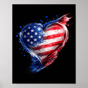 Usa Herz Amerikanisches Flaggen-Trikot Us Männer F Poster