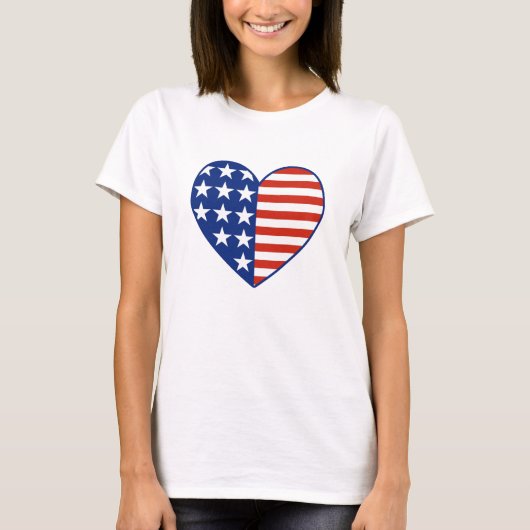 USA-Herz-Flagge T-Shirt (Vorderseite)