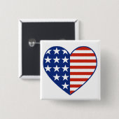 USA-Herz-Flaggen-Knopf Button (Vorne & Hinten)