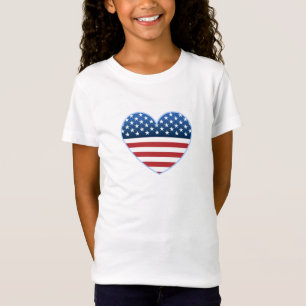 USA-Herz-Flaggen-Mädchen-T - Shirts